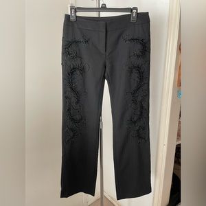 Express black pinstriped embellished pants, size 3/4